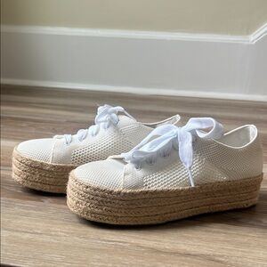 Steve Madden White and Tan Espadrille Sneakers